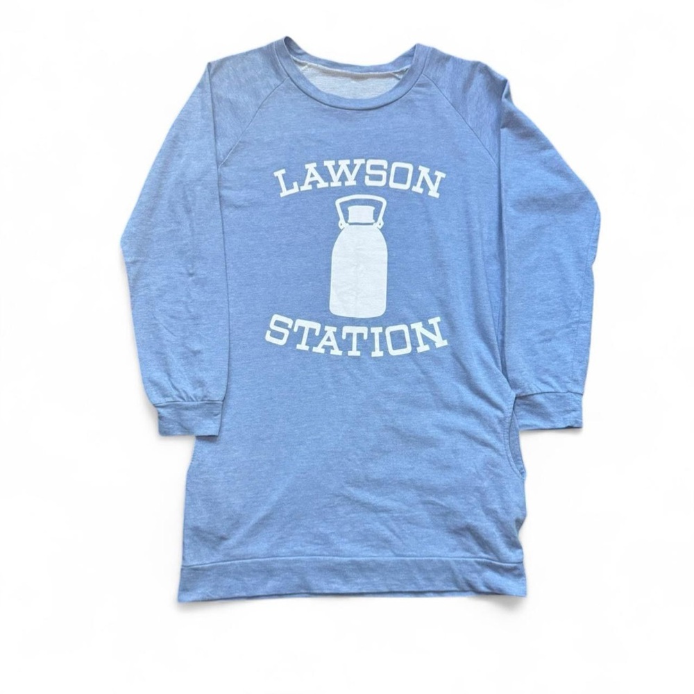 Lawson Station VTG 2000s Japanese Conbini Logo Baby Blue Long-Sleeve Shirt — OS